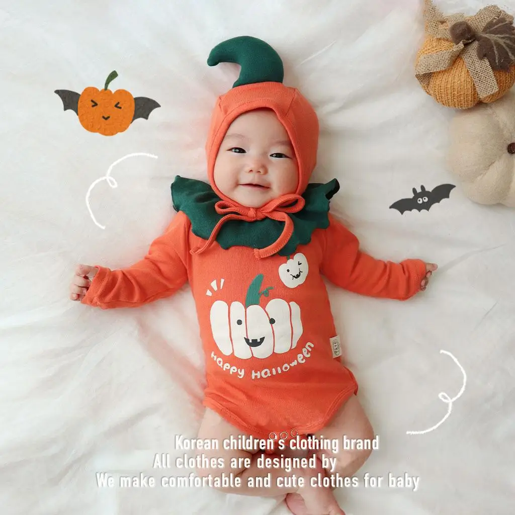 

Autumn Ins Style Rompers One-piece For Baby Girls Halloween Party Series Pumpkin Romper Toddler Boys Bodysuit одежда для барби