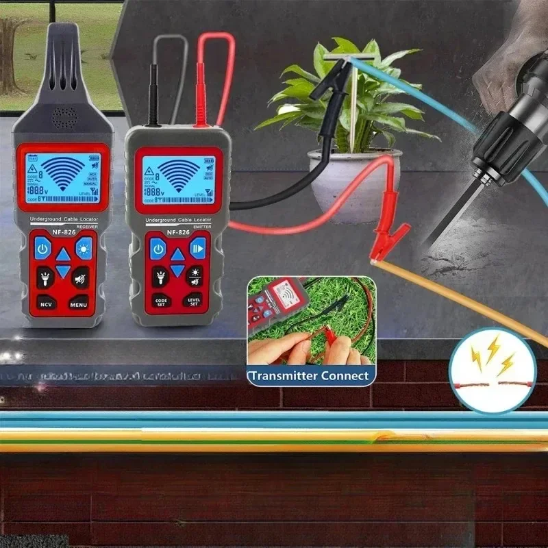 NOYAFA NF-826 Underground Cable Tester Wire Tracker High&Low Voltage Cable Locator Anti-Interference Underground Pipe Detector
