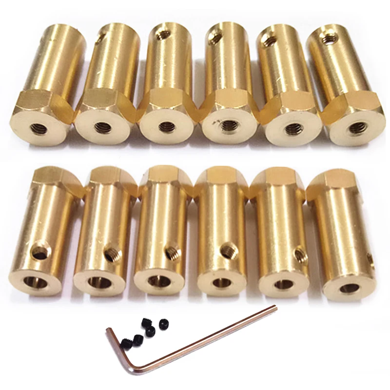 Bronze Rígido Acoplamento do Eixo do Motor Sextavado Cnc Eixo do Motor Acoplador de Transmissão Conector Adaptador de Manga 10 Peças mm