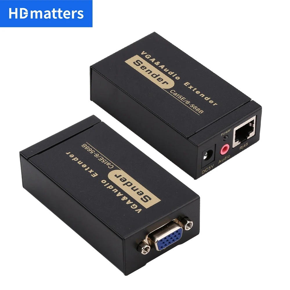 VGA Extender over cat5e/6 cable 1080P VGA Extender RJ45 with audio to ethernet RJ45 Converter up to 100M PC laptop