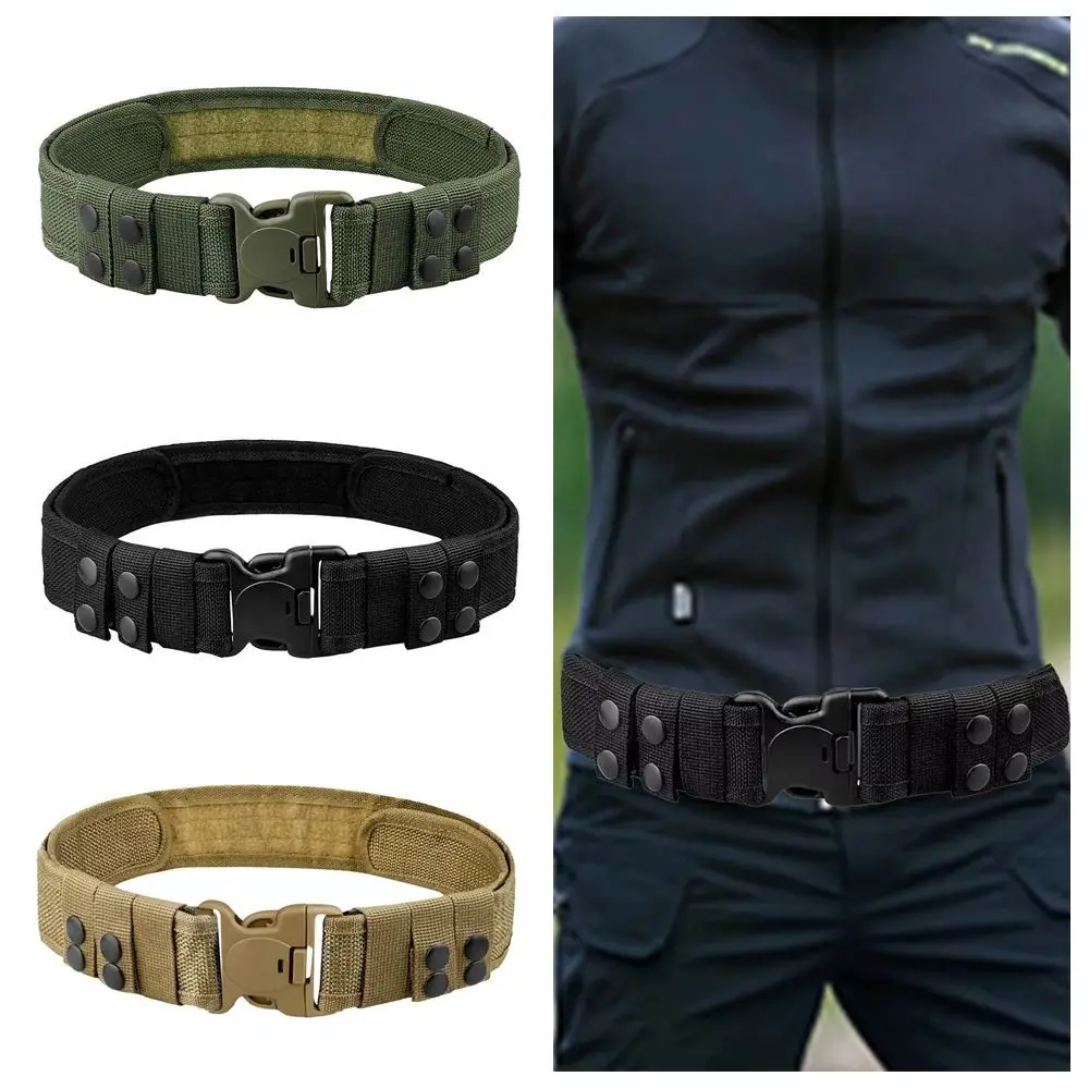 Quick Release Belt for Men Adjustable Canvas Waistband Unisex Plastic Buckle Combat Belt for Outdoor Fishing