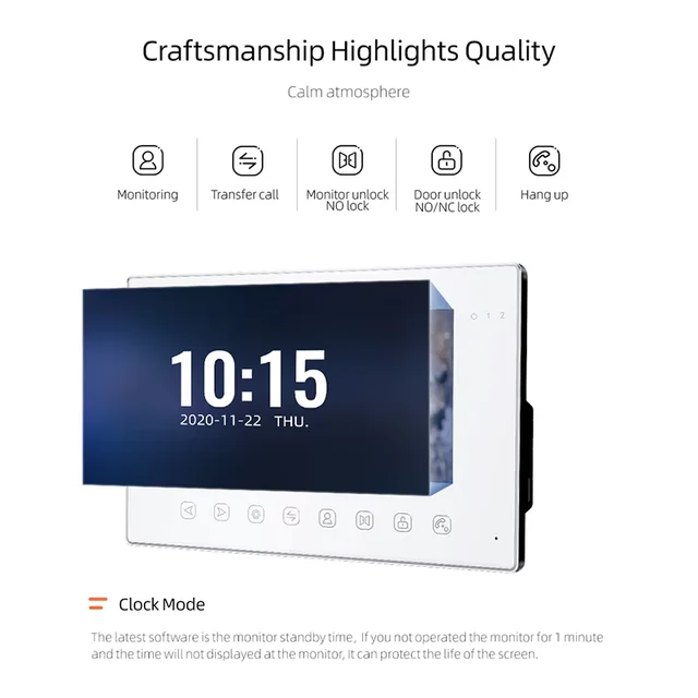 Jeatone Tuya WiFi Video Intercom Doorbell Home 1080P 7Inch Touch Monitor with Fingerprint ID Cards Unlock Camera Control System 2