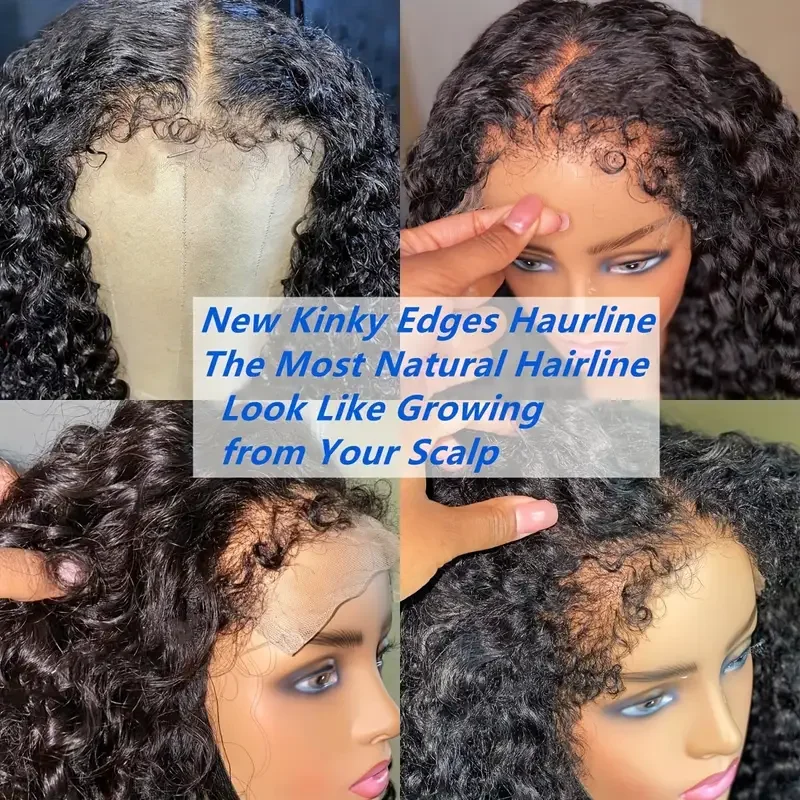 Kinky Curly edge Wigs Short Bob 13x4 Lace Front Wig 180% Frontal Human Hair Wig PrePlucked Baby Hair band Lace Closure Curly Wig