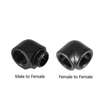 2pcs/set G1/4 Thread 90 Degree Fitting Adapter Male to Female/Female to Female Water Cooling Fitting for PC Water Cooling System 1