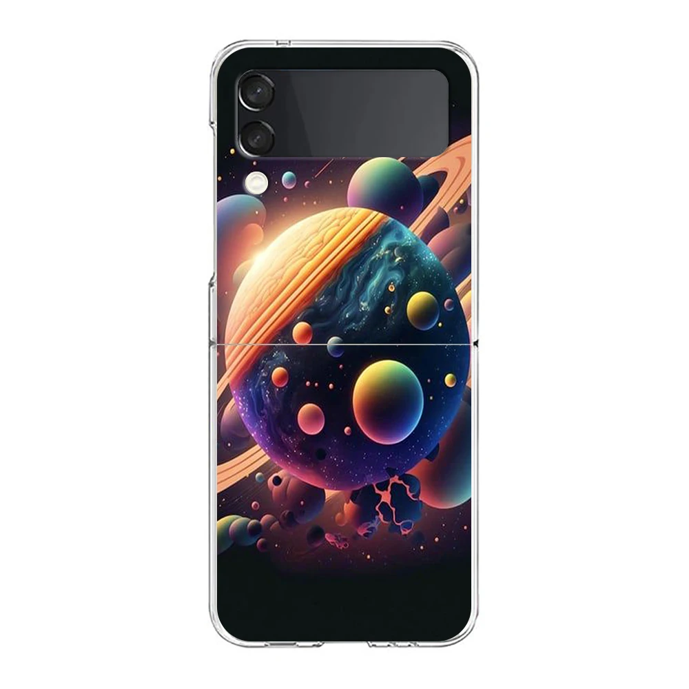 Schöne Planeten sterne harte PC-Handy hülle für Samsung Galaxy Z Flip 5 4 3 transparente Abdeckung für Galaxy Z Flip 6 faltbare Hüllen – Detail 8