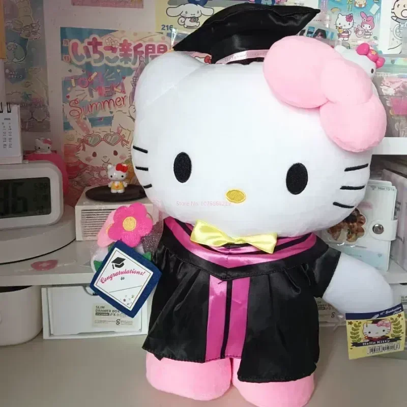 

35cm Kawaii Hello Kitty Graduation Sanrio Anime Plush Cinnamoroll My Melody Kuromi Plushie Doll Soft Stuffed Graduation Gift