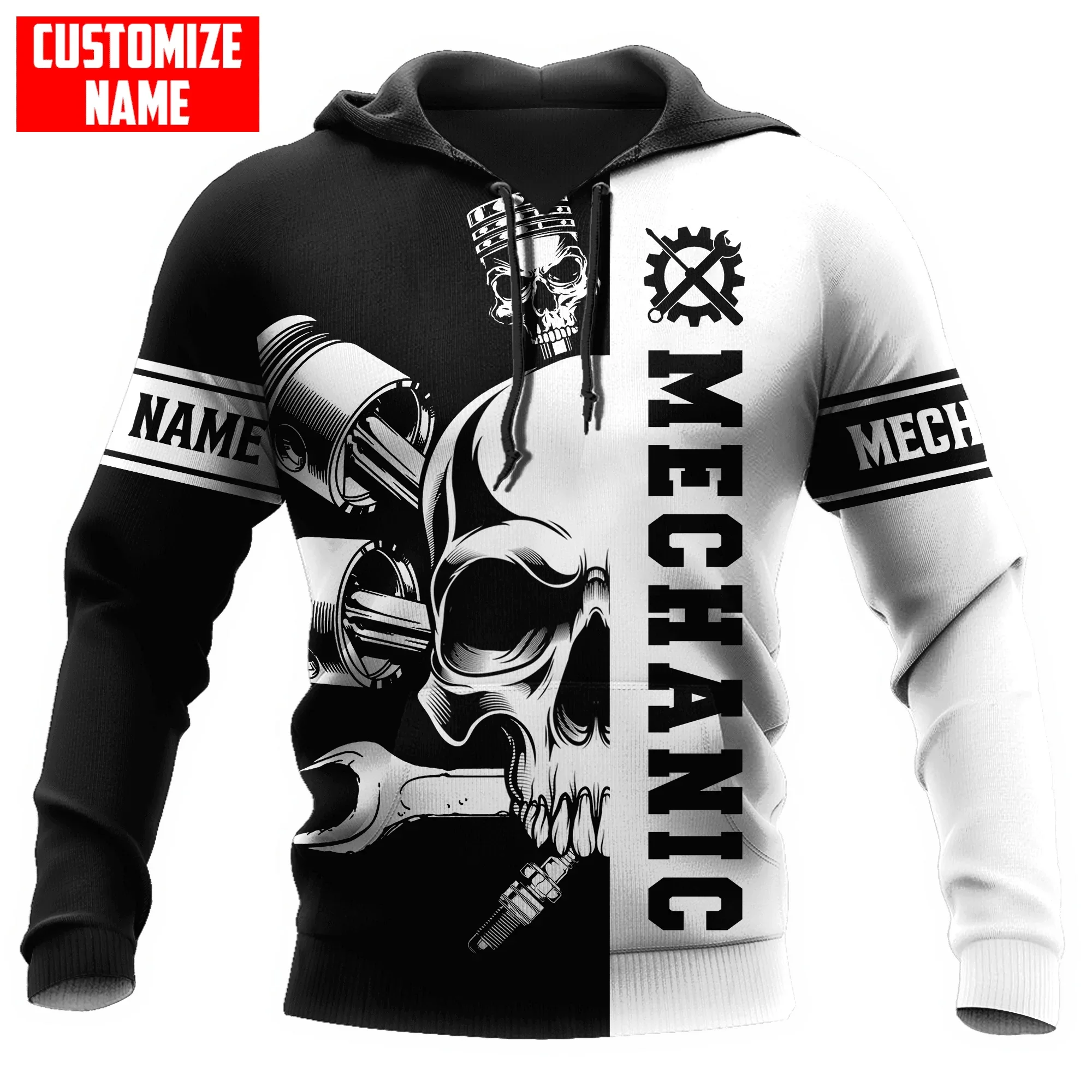 PLstar Cosmos Personalized Name Mechanic Skull 3D All Over Printed Men's Hoodie & Sweatshirt Unisex Casual zip hoodies DK534 plstar cosmos 3dprint newest mechanic fire skull combo set joggers pants unique harajuku streetwear hoodies sweatshirt zip q 3