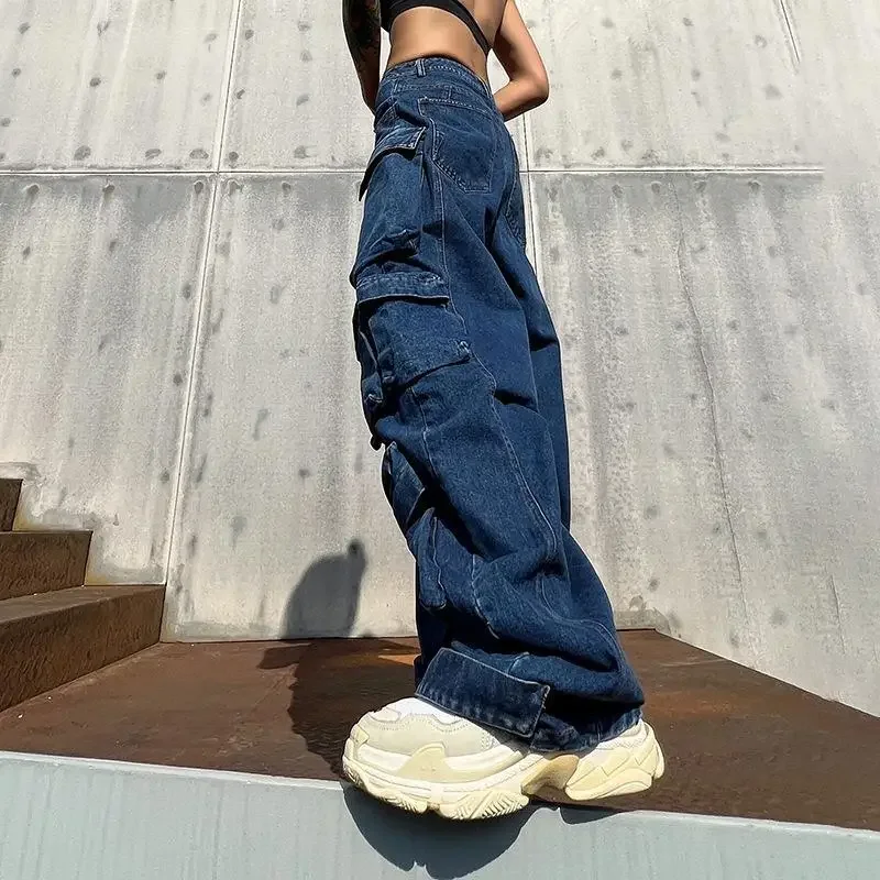 Cargo Pants Women Jeans Vintage Street Distressed Wash Baggy Jeans Women  Clothing Casual Wide Leg High Waisted Jeans Woman Pants - Jeans - AliExpress