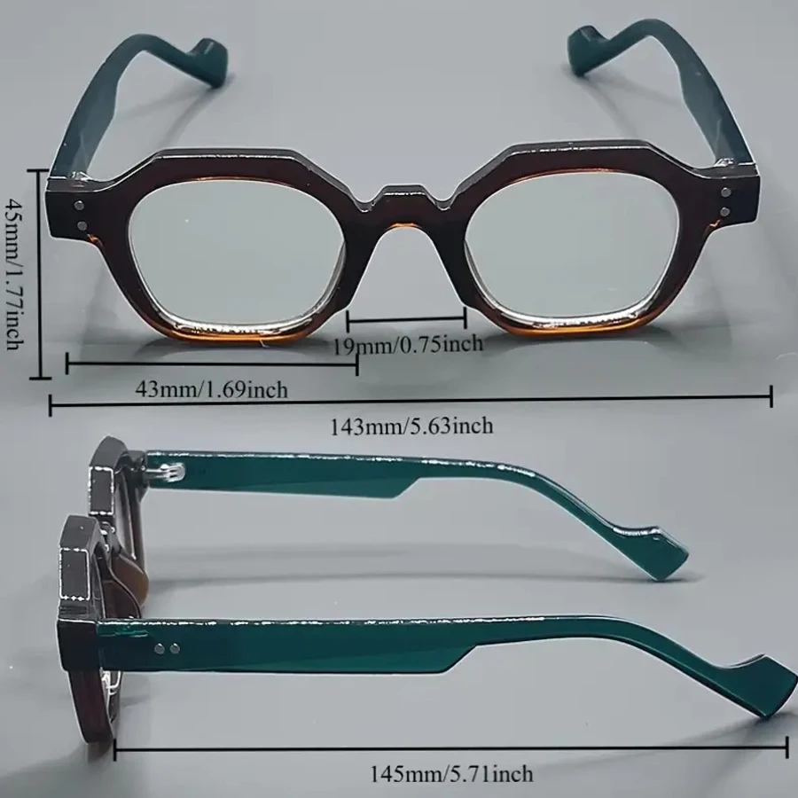 3-teiliges Set runder und eckiger Brillengestelle mit schwarzem Blumenmuster, modische Unisex-Brille, geeignet zum Lesen – Detail 9