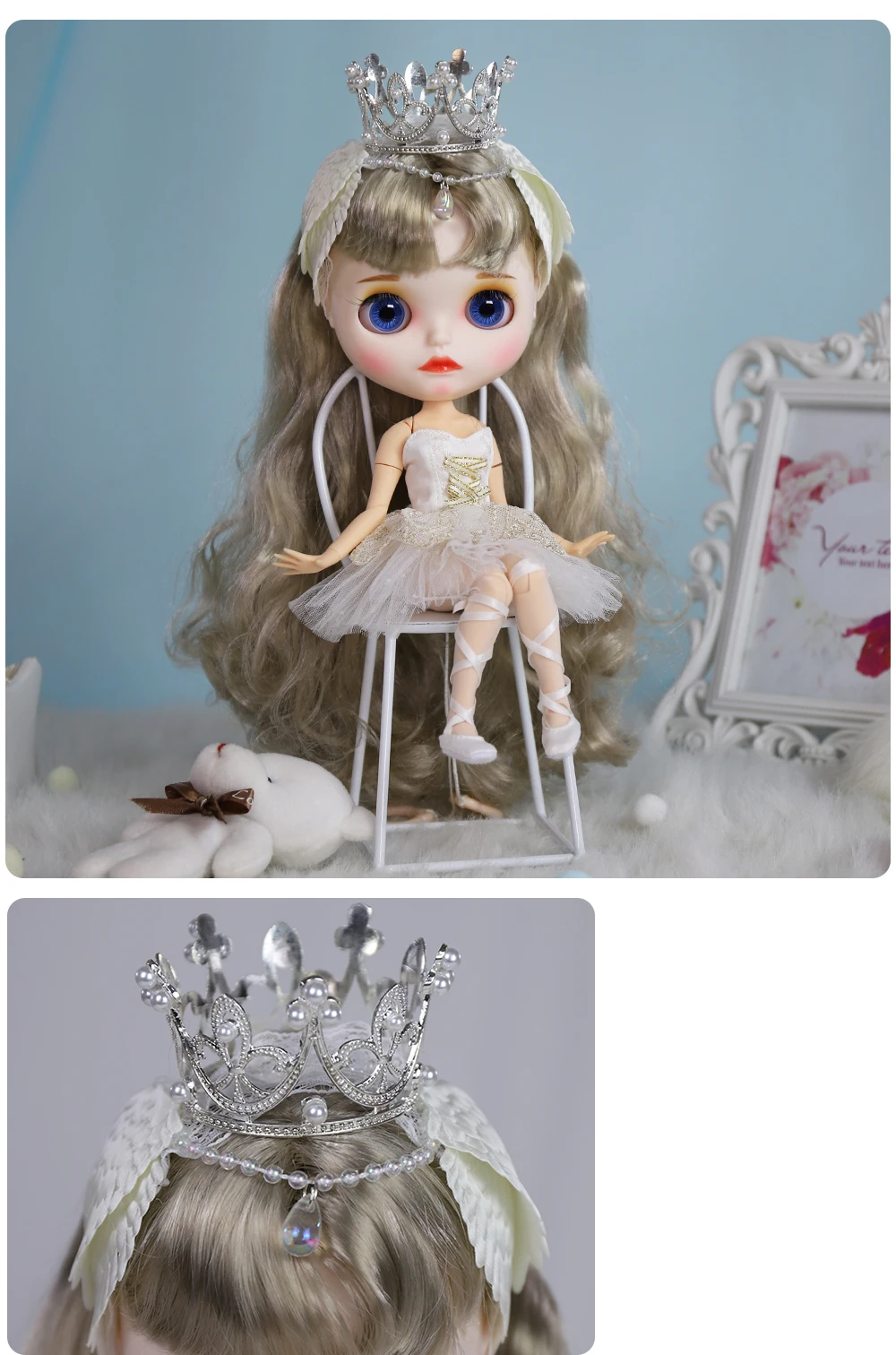 Neo Blythe Doll Princess Dress with Tiara Crown 2