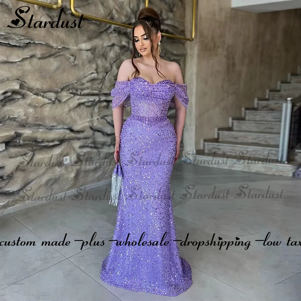 Stardust Attractive Mermaid Celebrity Dresses Beading Pleat Tulle Saudi Arabric Prom Gown Vestidos De Festa Plus Customized 3