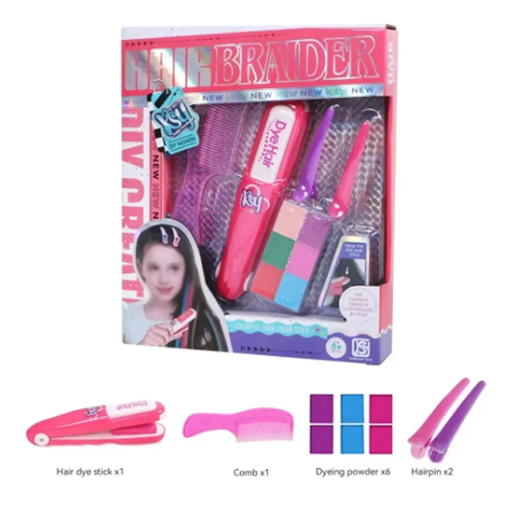 DIY Color Hair Stick Set Girl Toy Washable Hair Chalk Set Toy Temporary Bright Dyeing Chalk Comb