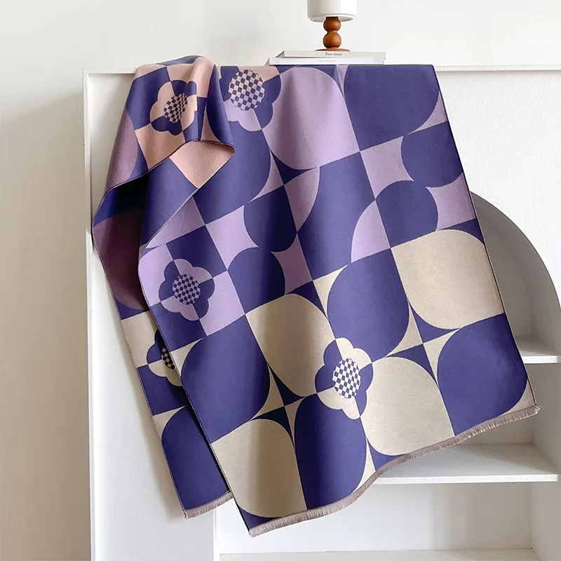 Luxury Brand Two-Sided Jacquard Scarf Imitation Cashmere Soft Warm Fringe Pashmina Shawl Winter Coldproof Windproof Blanket