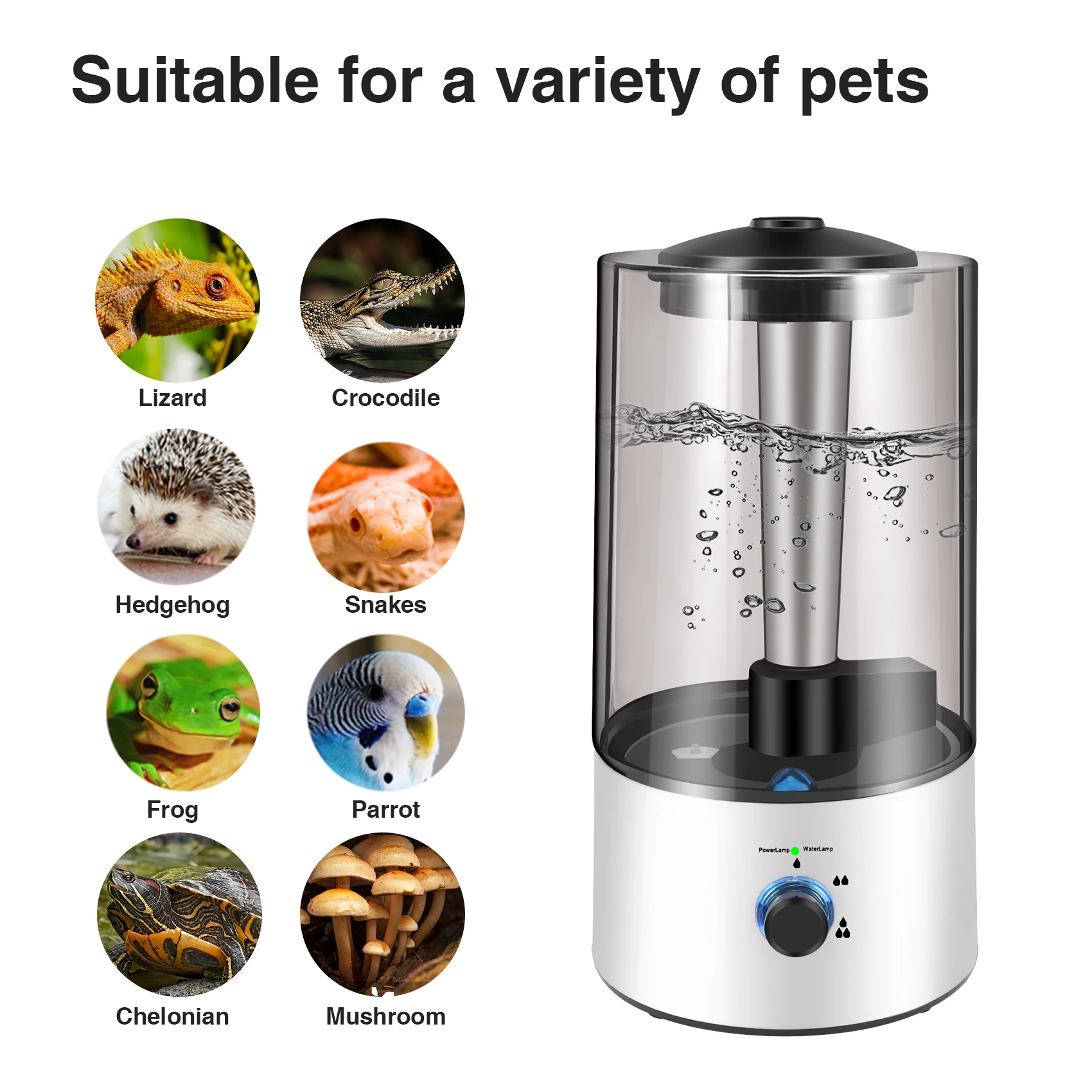 

4L Amphibians & Reptile Mist Humidifier with Hose Adjustable Terrarium Reptile Fogger Humidifier Accessories, UK Plug