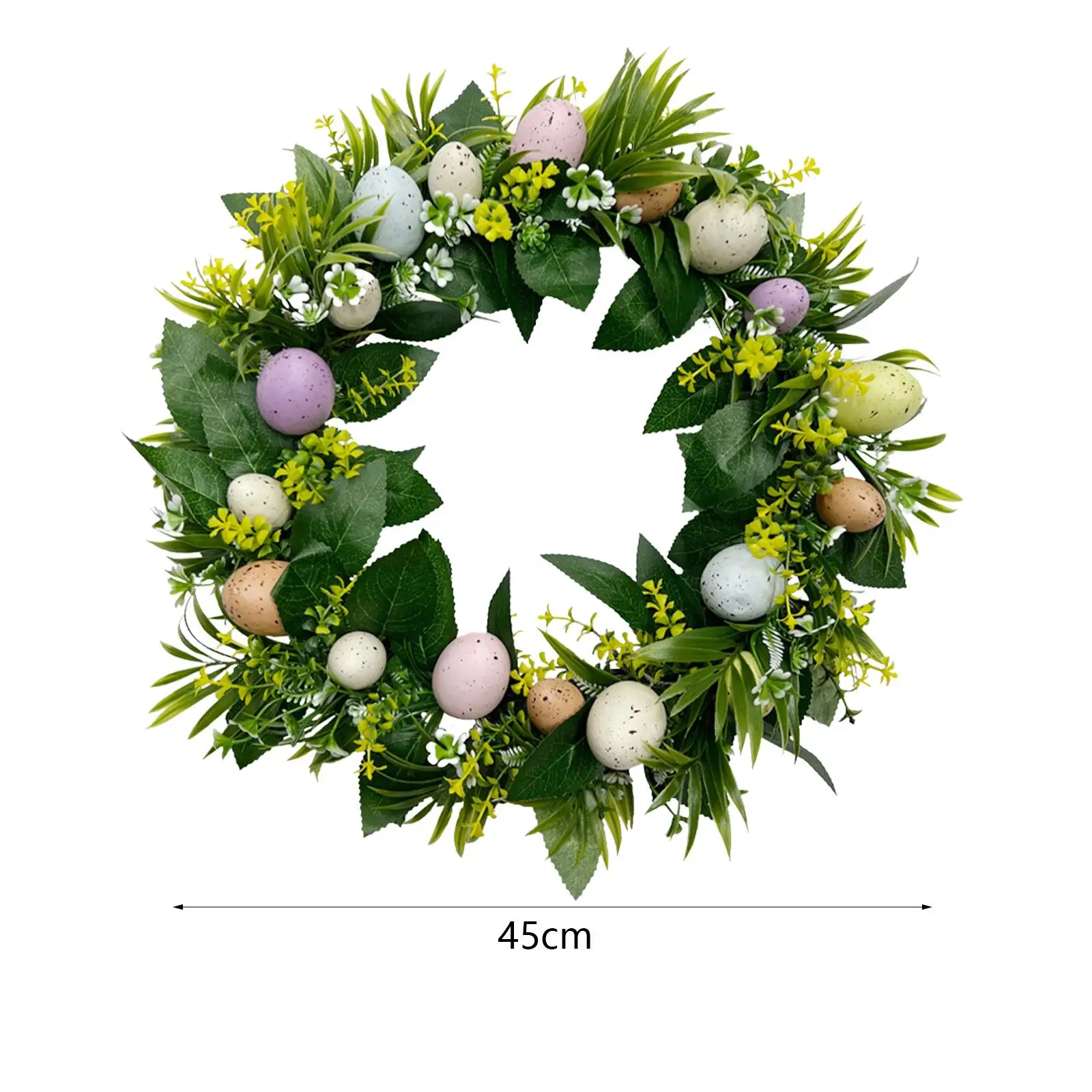 17.7inch Colorful Easter Egg Wreath Decoration Welcome Sign Easter Party Supplies Spring Wreath for Wall Home Decor Versatile
