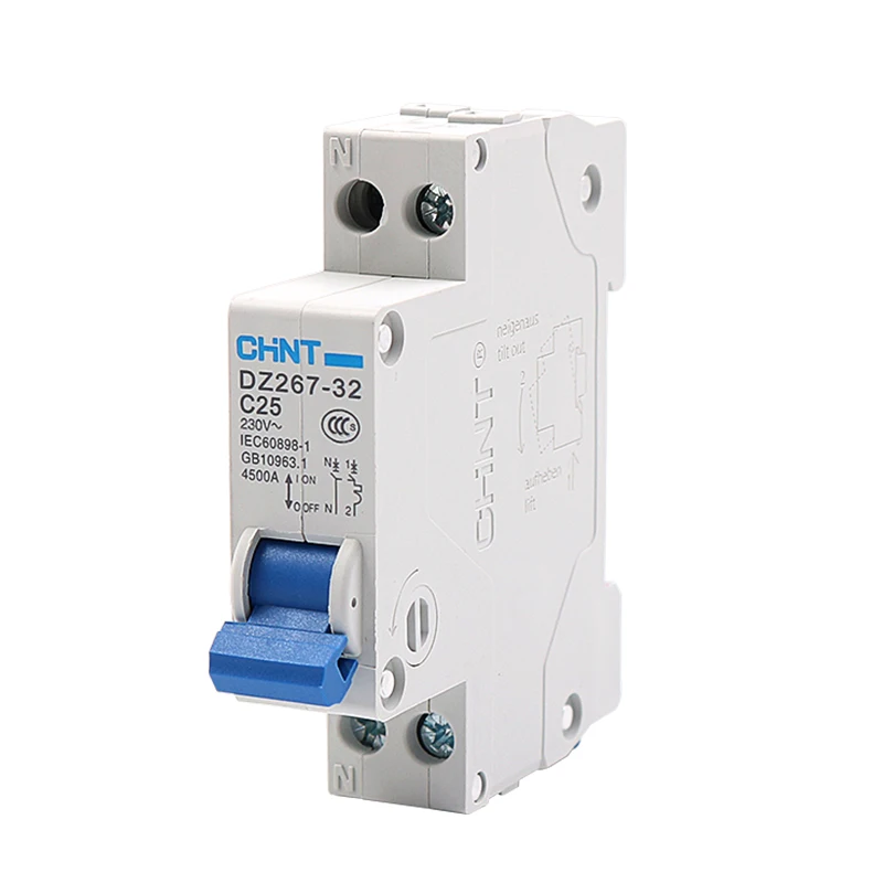 

1pcs DZ267-32 Miniature Circuit Breaker DPN 1P+N Air Switch 6A 10A 16A 20A 25A 32A 220V 230V 50HZ MCB 18MM Double In/Out