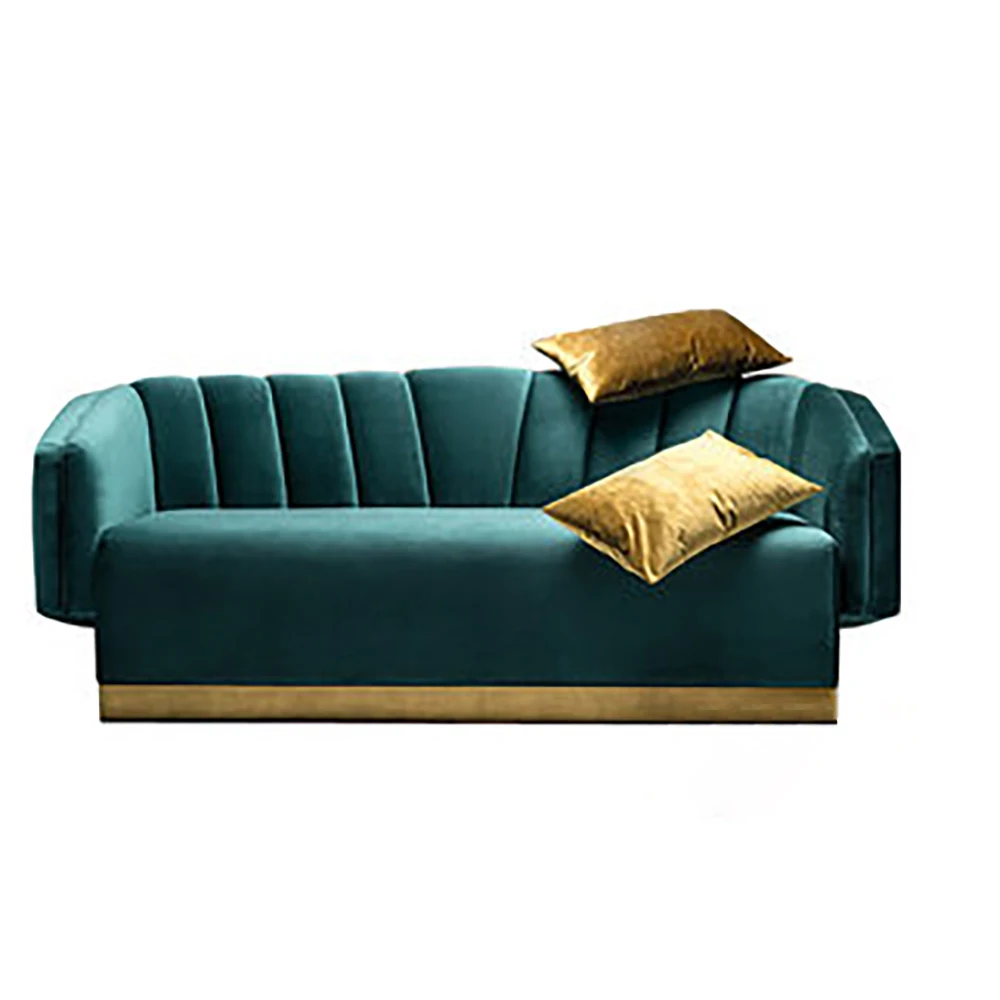 

Retro simple three person sofa villa bedroom green sofa light luxury living room multi person sofa combination