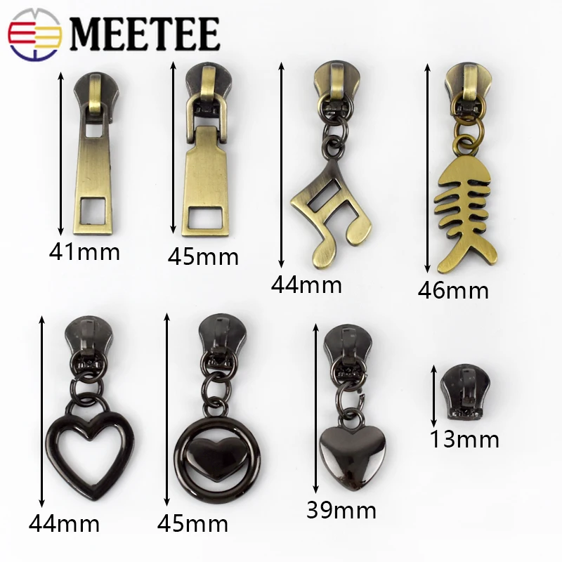 5용 Meetee 지퍼 슬라이더 10/20개    바느질 금속 지퍼 DIY 지퍼 헤드 가방 포켓 지갑 수리 키트 교체 재단사 도구