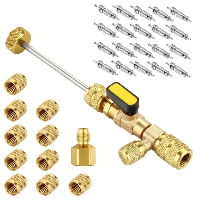 Kit di strumenti di installazione per rimozione nucleo valvola con doppia porta 1/4 e 5/16 per con sistema HVAC R22 R12 R407 R410 R404 R32 R600 1