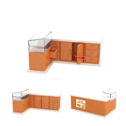 Miniature Dollhouse Furniture Set with Sofa, Floor Lamp, Shelf, and Kettle Accessories (Bakery cabinet)