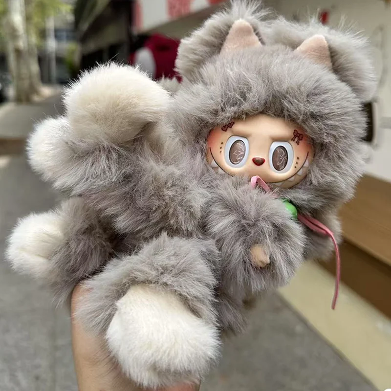 Labubu-style 17CM plush doll with vinyl face and soft costume – collectible gift toy with free shipping to Singapore.