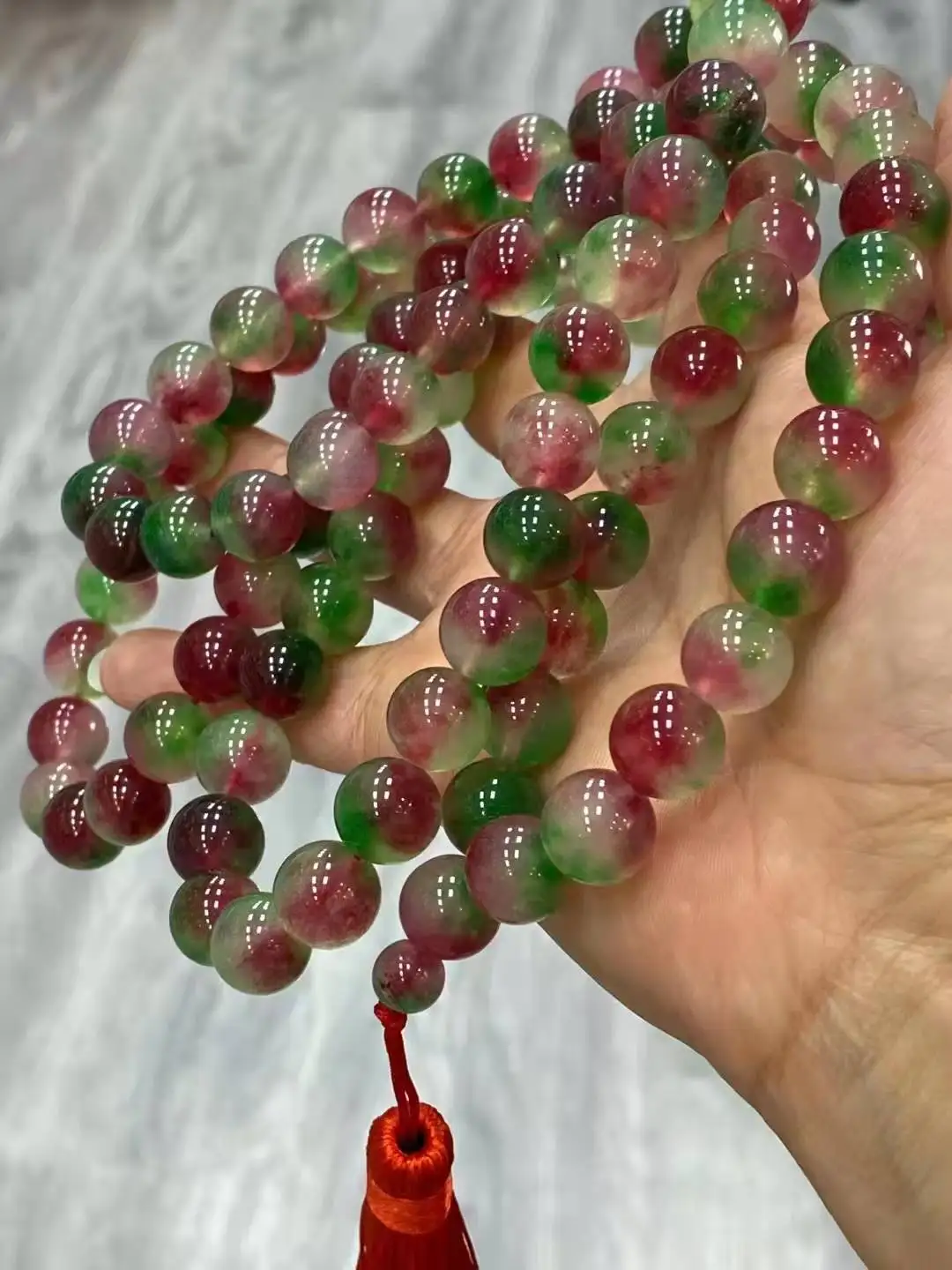 

2021Really natural Quality Jewelry high Ice Tricolor jadeite Buddha beads Fashion bracelet necklace male and female jade jewelry