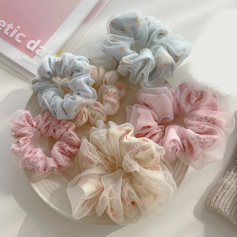 

Sweet Double Layer Silk Organza Hair Rope Mesh Ponytail Holder Net Yarn Elastic Hair Rubber Bands Women Gentle Hair Accessories
