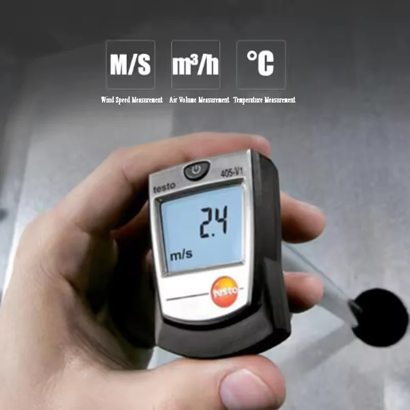Testo 405-V1 덕트 홀더가 있는 열풍속계 미니 고정밀 디지털 공기/풍속량 속도 온도 측정기 테스터