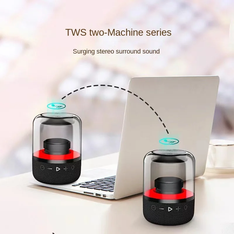 Portable Wireless Glass Bluetooth Speaker Mini Subwoofer Home Mobile Computer Desktop Audio Outdoor Music Radio Stereo 