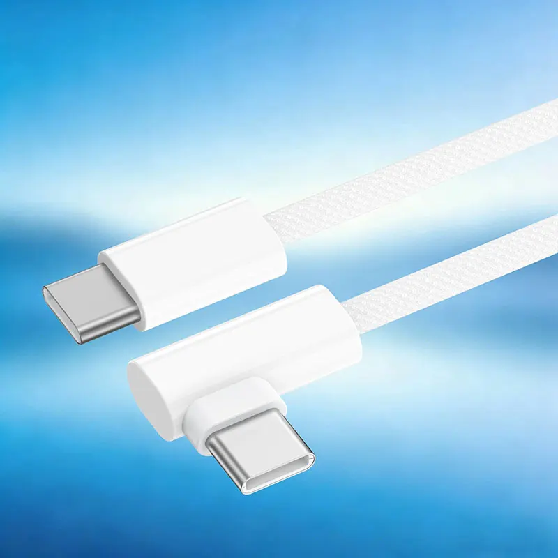 90도 벤딩 타입C 데이터 케이블, 브레이디드 PD 60W C-C /USB to 타입C 범용 충전 케이블, 손을 막지 않고 게임을 즐길 수 있음