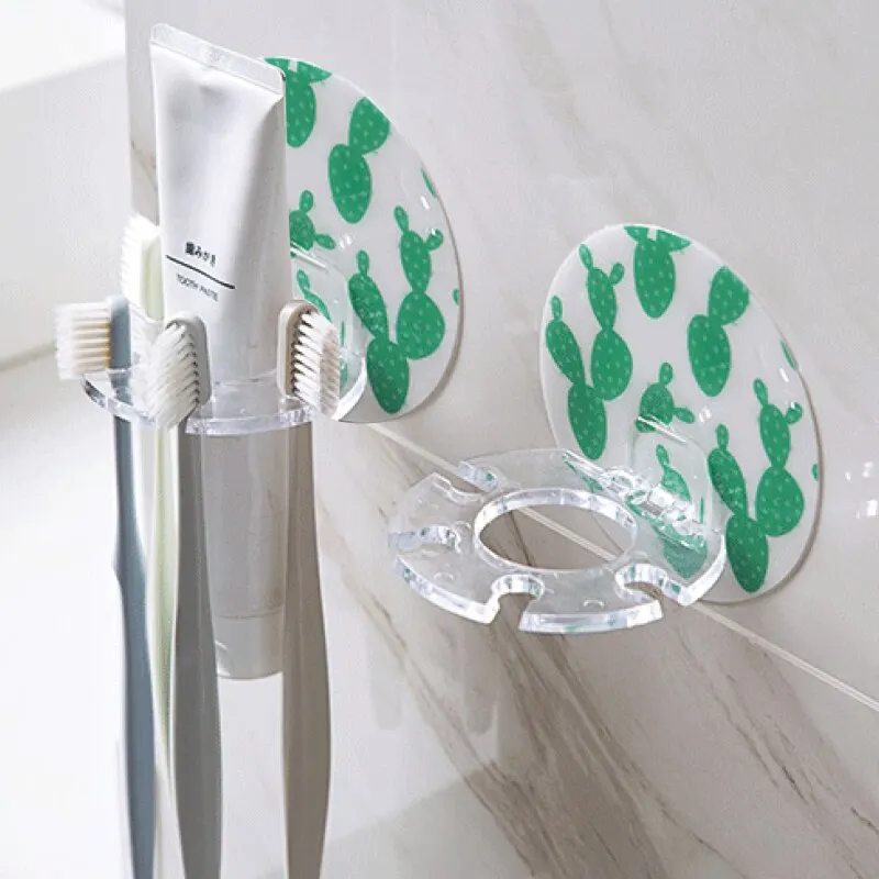 Toothbrush Holder Bathroom Creative Wall Mounted Multipurpose Storage Rack Punch Free Toothpaste Razor Holder