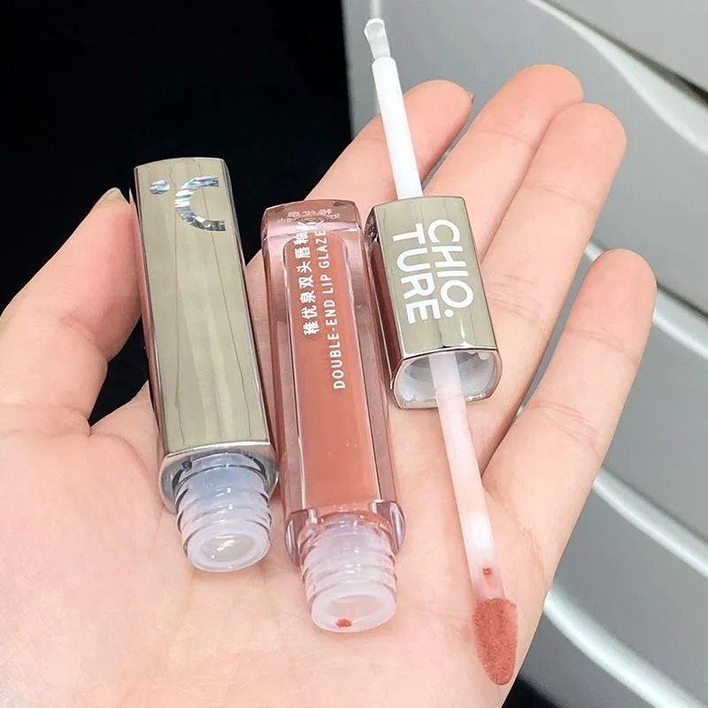 CHIOTURE Double-ended Lip Glaze Mirror Watery Glossy Lip Oil Lip Honey Female Non-stick Cup Lipstick Lip Gloss Non-fading Makeup 5