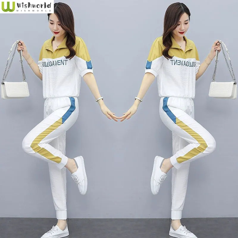 Leisure Fashion Set Spring and Summer 2022 New Korean Large Foreign Style Age Reducing Splicing Two-piece Set