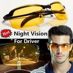Men's and women's polarized sunglasses, high-end driving lenses with night vision function, metal base, yellow, fashionable