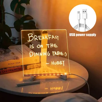 Light Up Acrylic Message Board Rewritable DIY Children's Glowing Drawing Board Message Lamp With 7 Colorful Pens 2