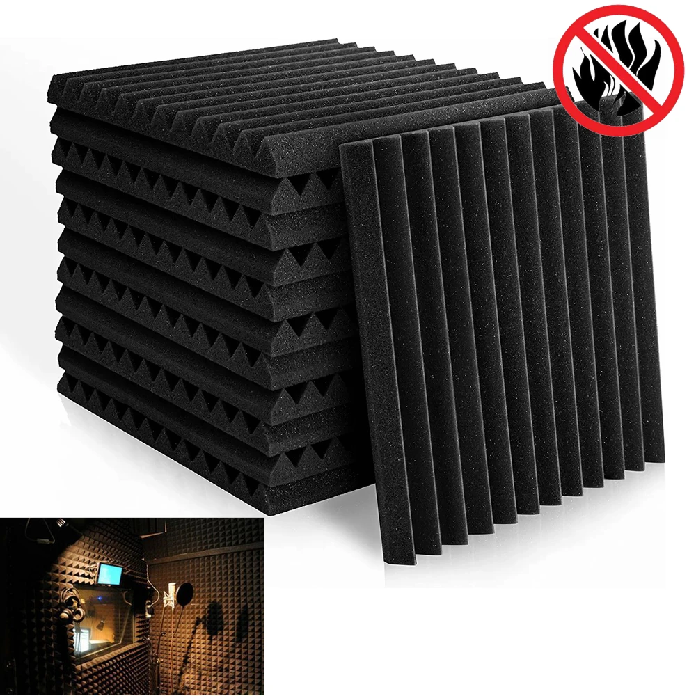 

1/2/4Pcs 30x30x2.5cm Acoustic Foam Insulation Soundproof Studio Wedge Tiles High-density Flame-retardant Sound Proof Wall Panels