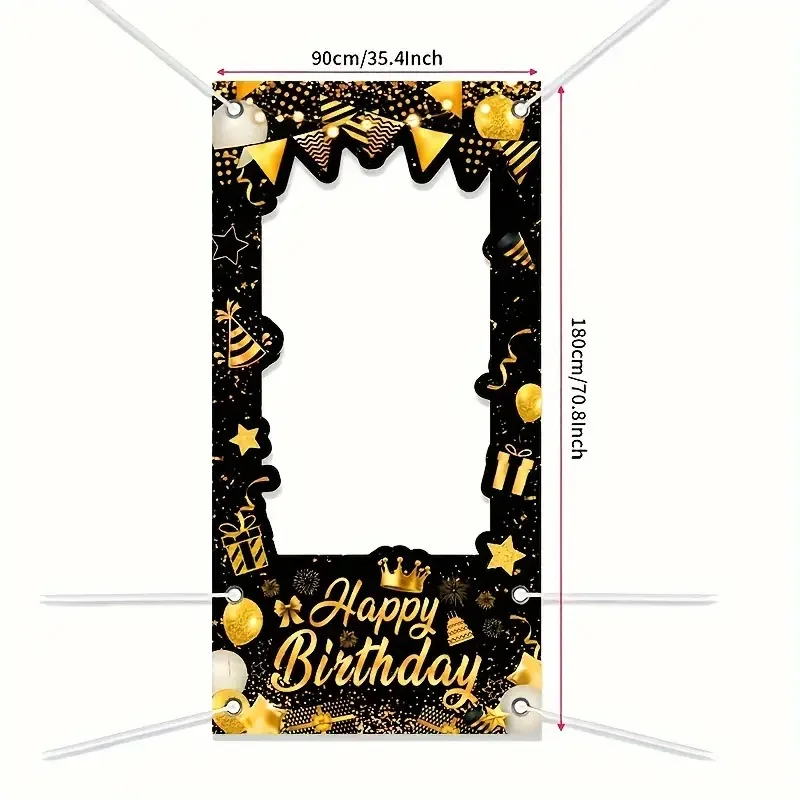 זהב שחור שמח יום הולדת רקע קישוטי צילום אביזרים לנשים