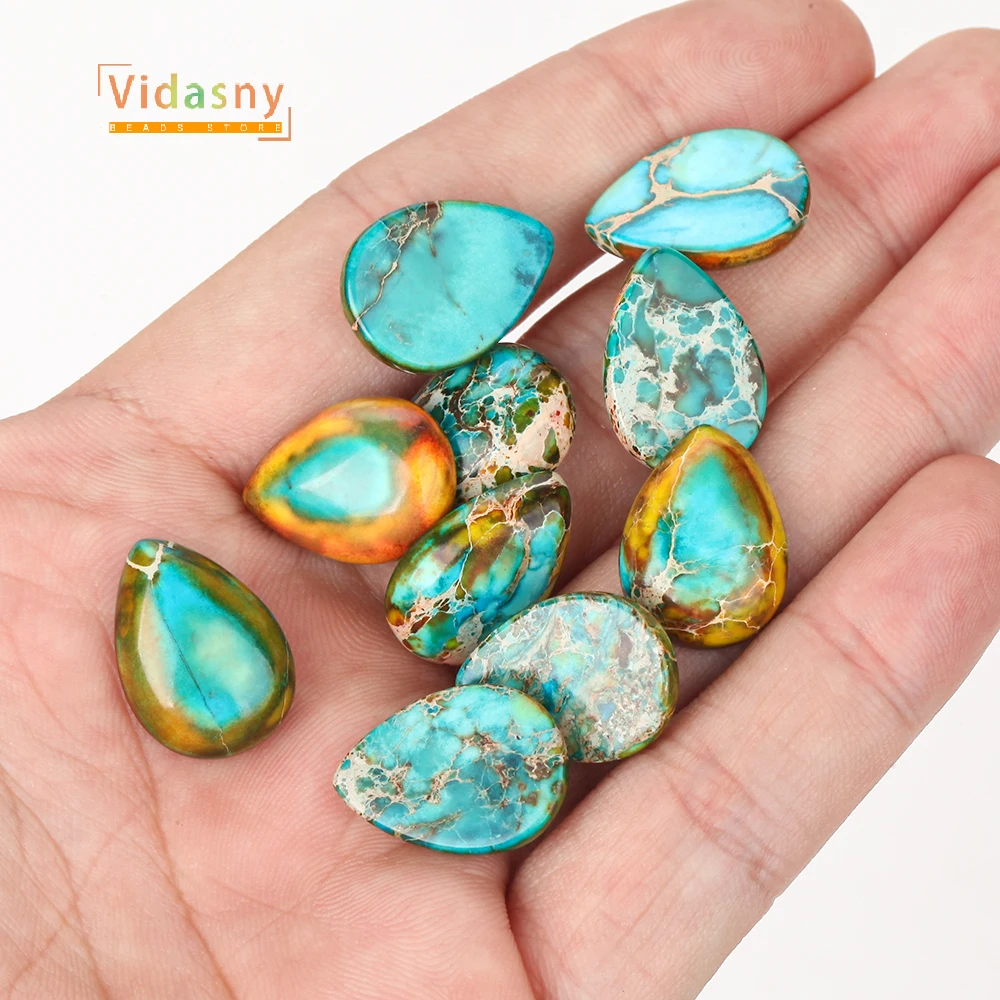 13x18mm Naturstein Zweifarbiger Meeres-Sediment-Jaspis Wassertropfen für Schmuckherstellung Runde lose DIY-Accessoires Armband Halskette