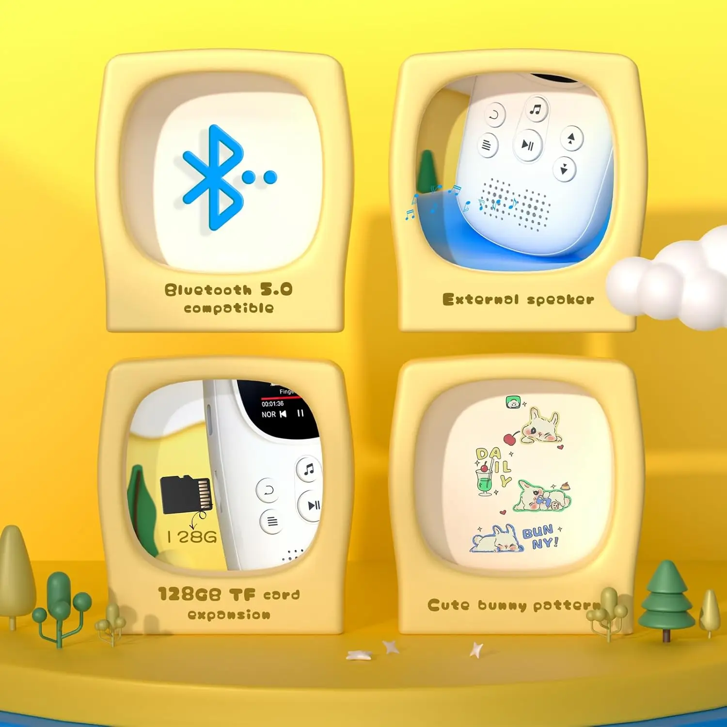 Kids Portable Bluetooth MP3 Player with Speaker and Headphones