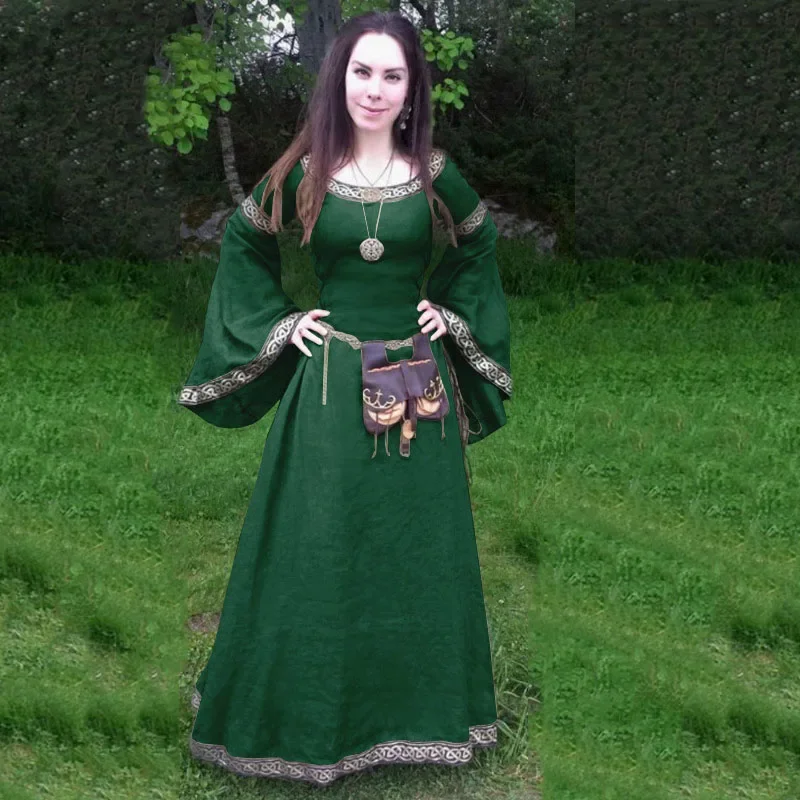 Early Medieval Renaissance Dress Halloween Costume Apprael Women Celtic  Highland Bell Sleeves Gown Adult Plus Size 4XL 5XL - AliExpress 200000532