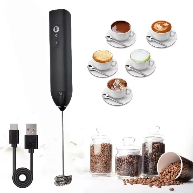 NEW 2026 MINI Milk Frother USB Rechargeable 3 Speeds Foam Maker Coffee Whisk Mixer Electric Handle Blender Egg Beater 1