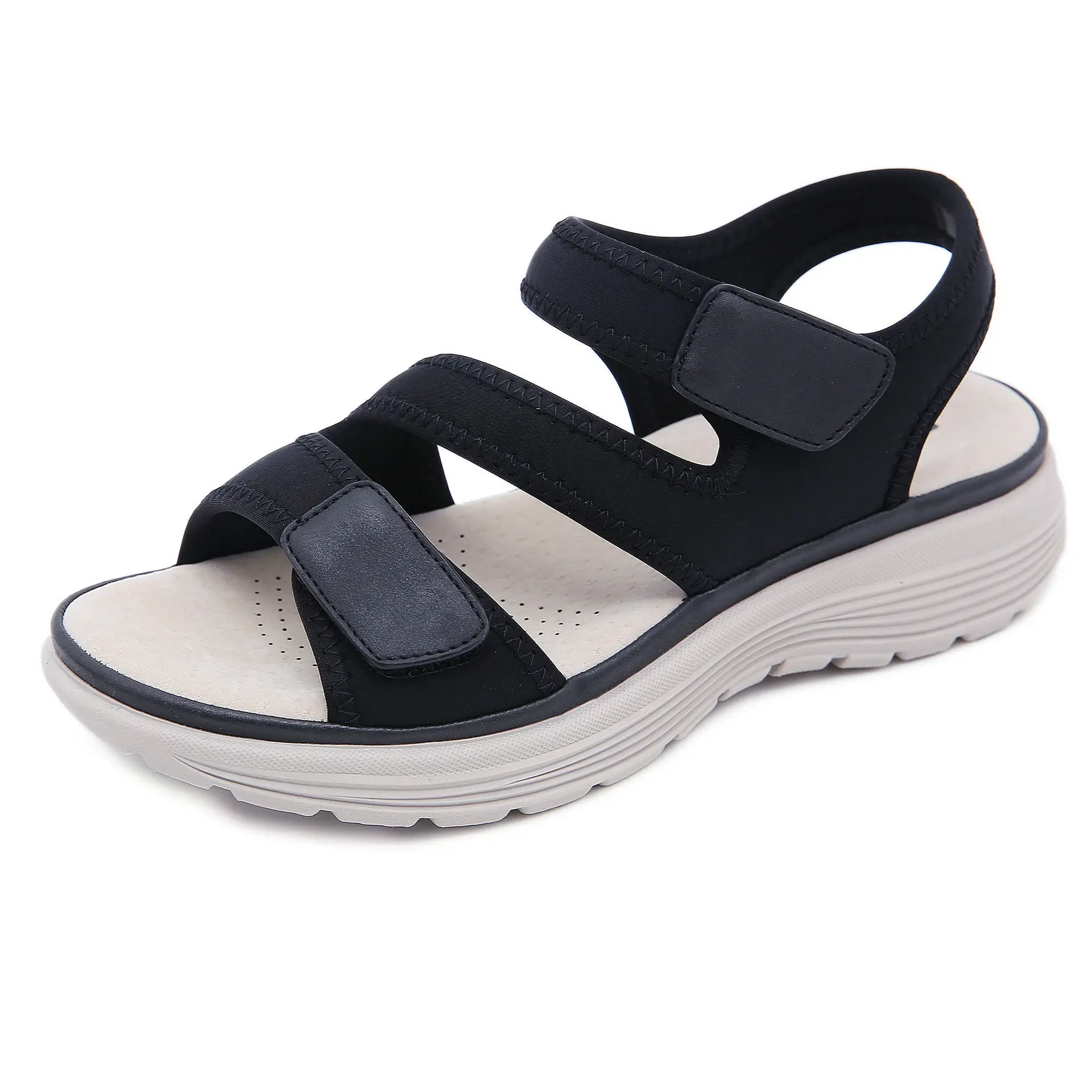 

Summer 4cm Wedges Heel Sandals Women Open Toe Black Sandals Shoes