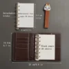 2 binders A7 notebook detachable loose-leaf dark brown notepad portable faux leather schedule planner，whith 80 pages 6