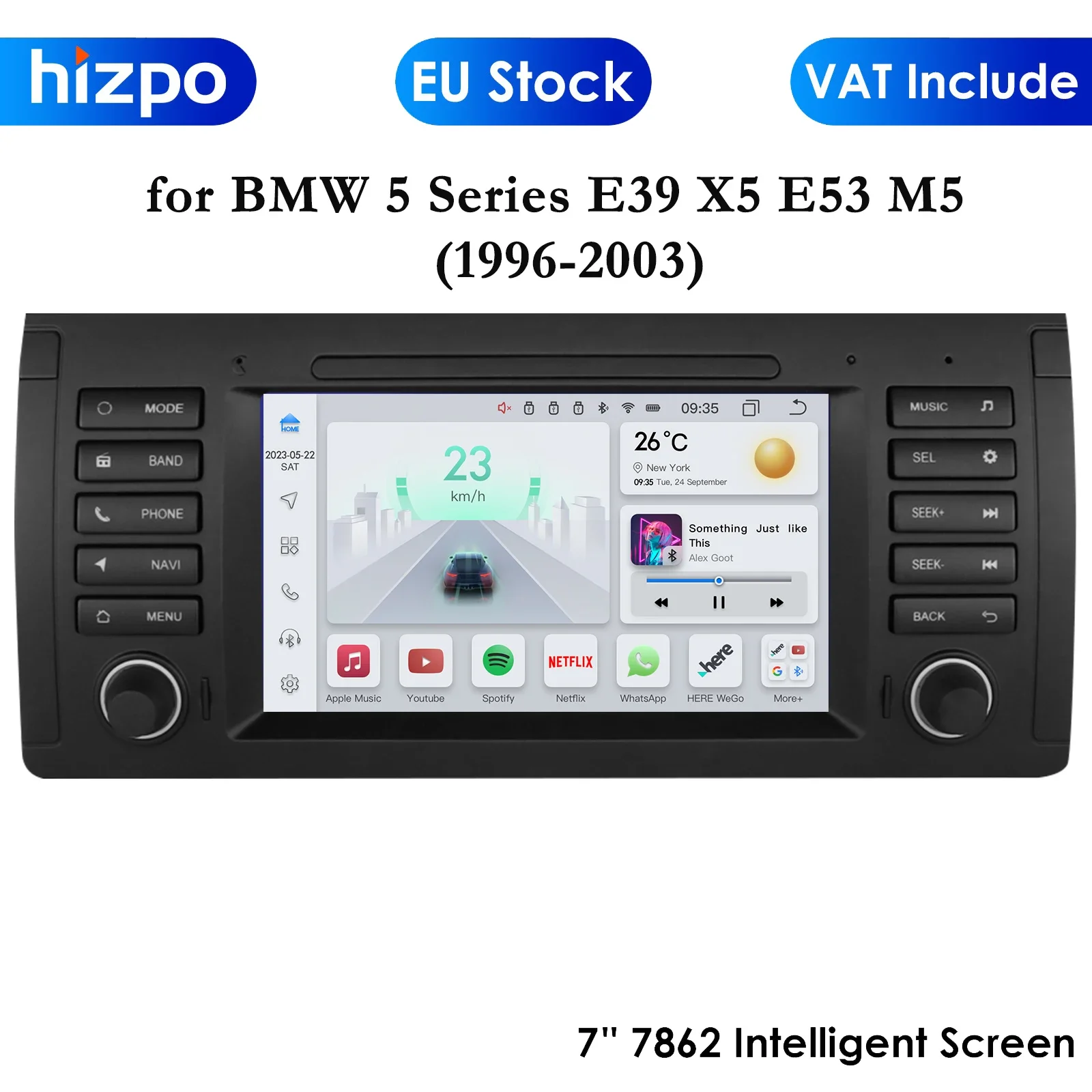 8Gb 128Gb Carplay 4G 7862 7 Pollici 2Din Android 12 Autoradio Multimediale Per Bmw Serie 5 E39 X5 E53 M5 1996-2003 Nav Rds Stereo Gps