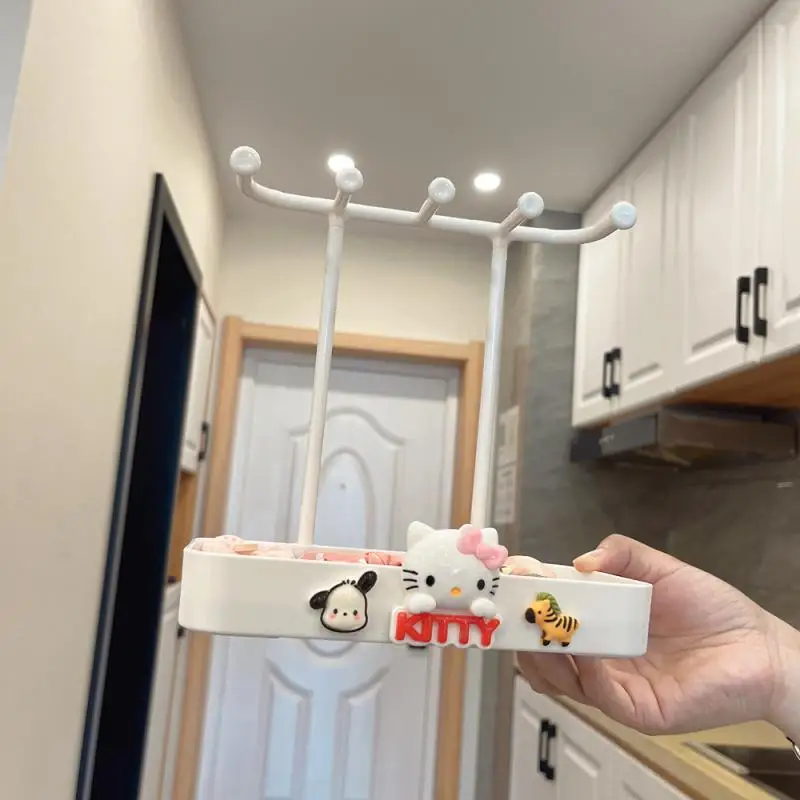 

Подставка для украшений Sanrioed «Hello Kitty», настольный туалетный столик, сережки, ожерелье, браслет, коробка для хранения, вешалка для колец, подарок для девушки