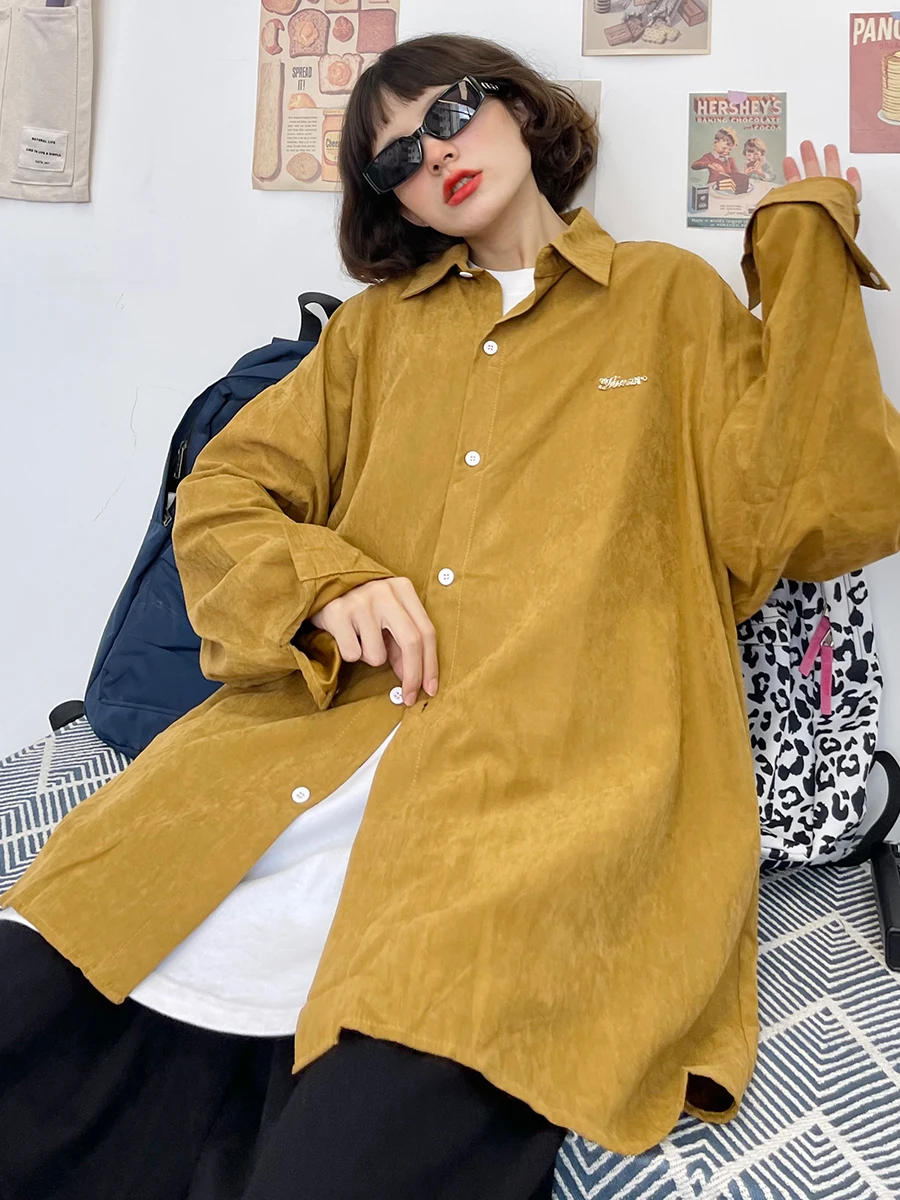 

Japanese retro long sleeved shirts for women's Spring and Autumn new loose fitting bf street retro versatile