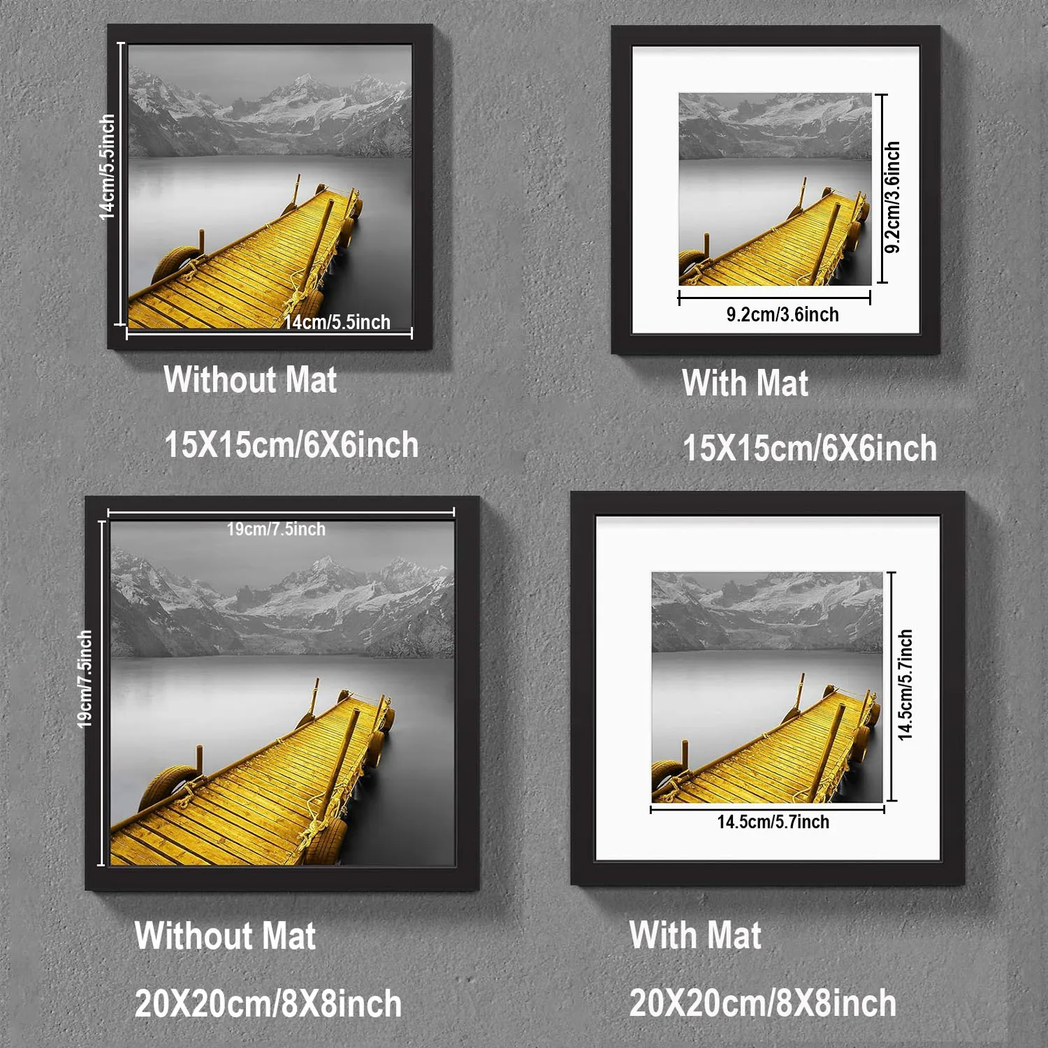 Square Wood Photo Frame 20X20cm For Wall Hanging Picture Frame Stand For Pictures Photo Decor Commemorative Gift Wood Photo Frame