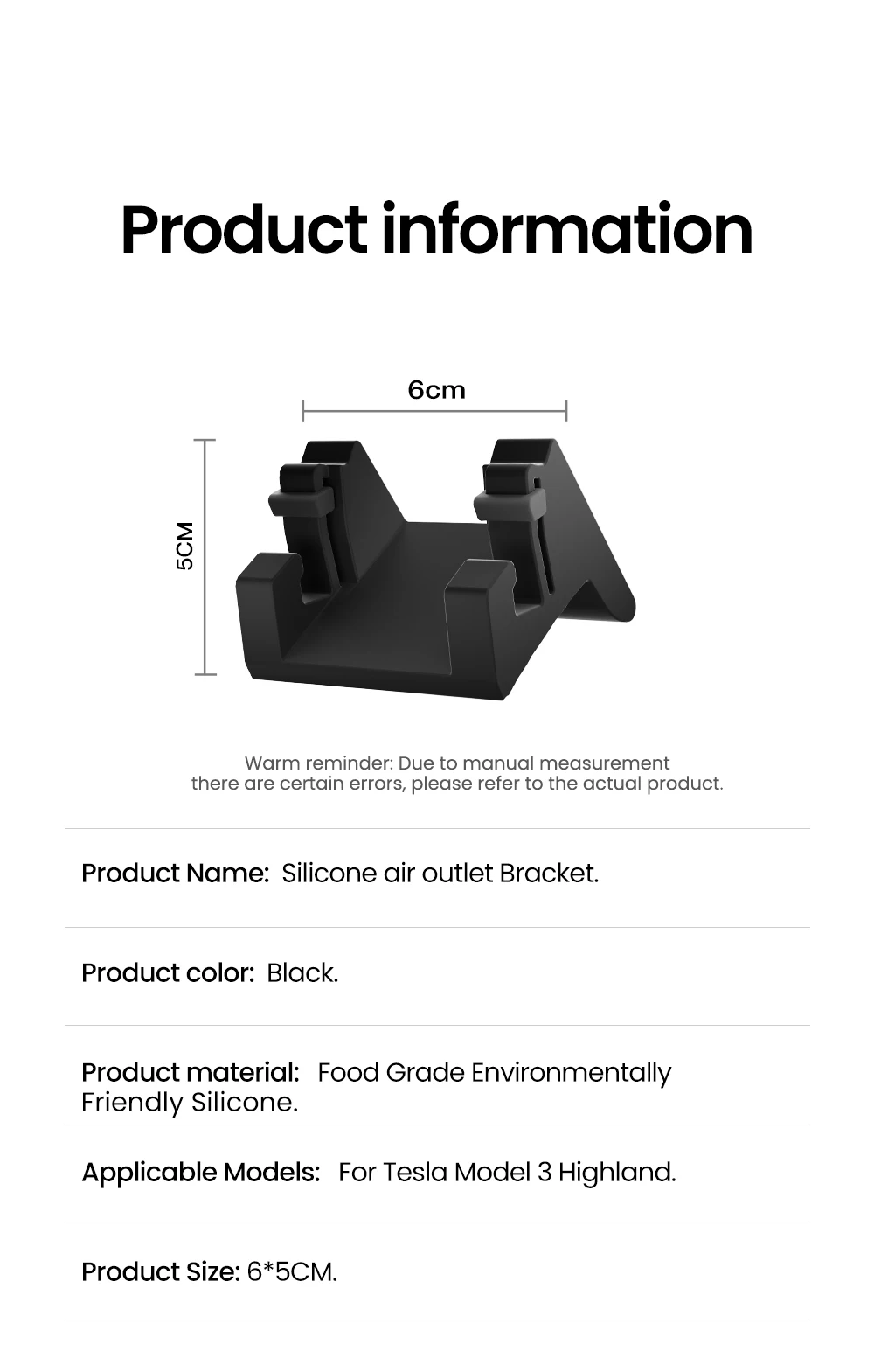 For Tesla Model 3/Y Highland Juniper Traceless Phone Holder Air Vent Car Mount H