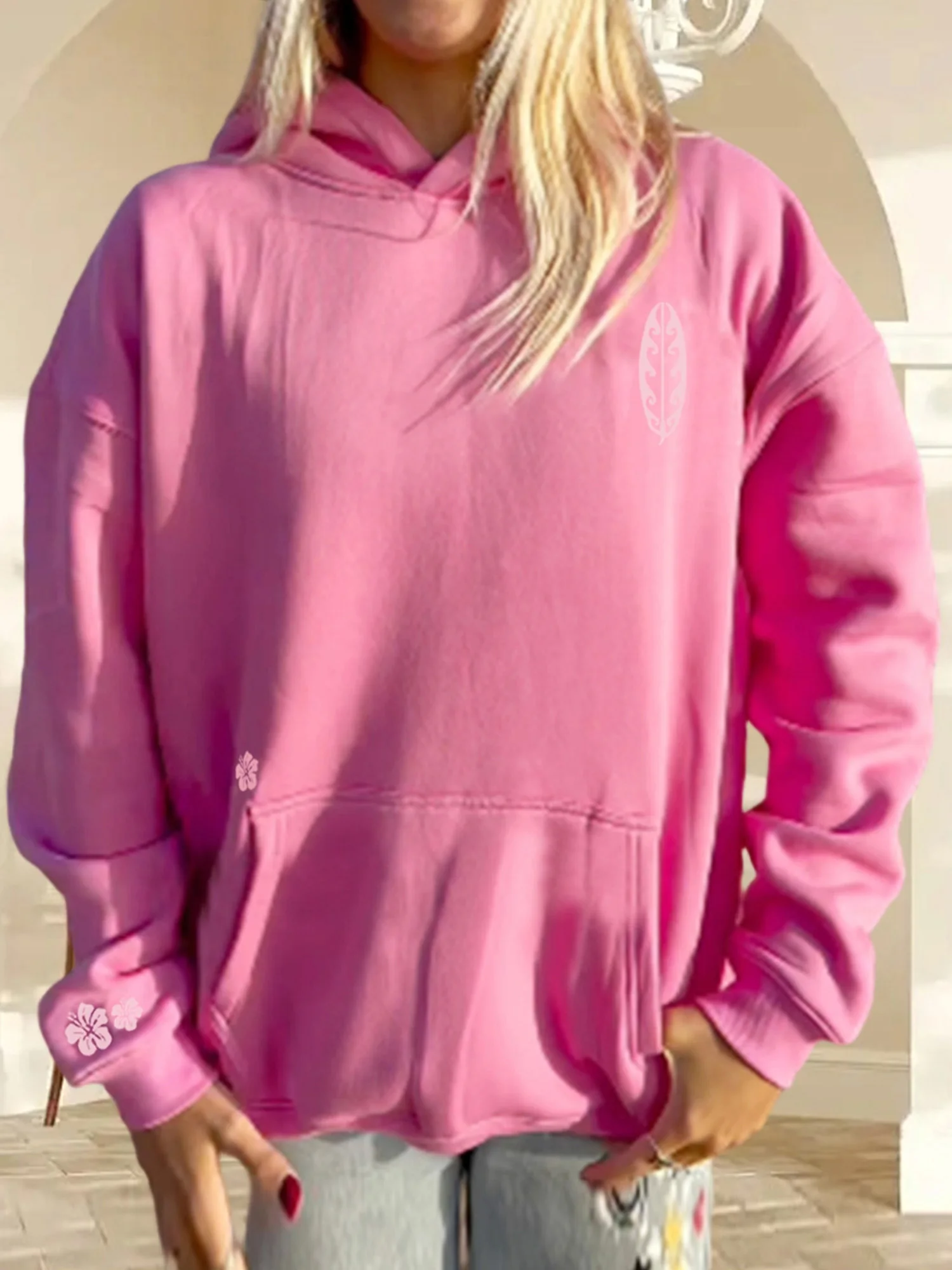 Women s Leopard Print Pullover Hoodie with Kangaroo Pocket Stylish Casual Long Sleeve Loose Hooded Sweatshirt