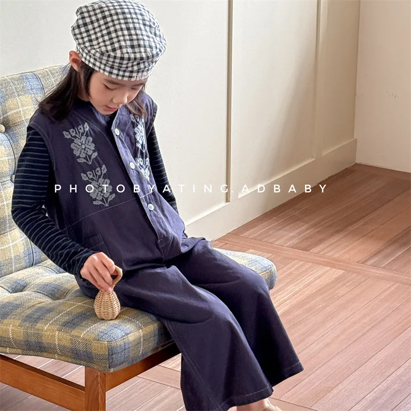 2025 Spring New Girls Overalls Loose Kids Jumpsuit Flower Embroidery Baby Bib Pants Children Casual Pants Infant Clothes 4 2025 Spring New Girls Overalls Loose Kids Jumpsuit Flower Embroidery Baby Bib Pants Children Casual Pants Infant Clothes - Image 4